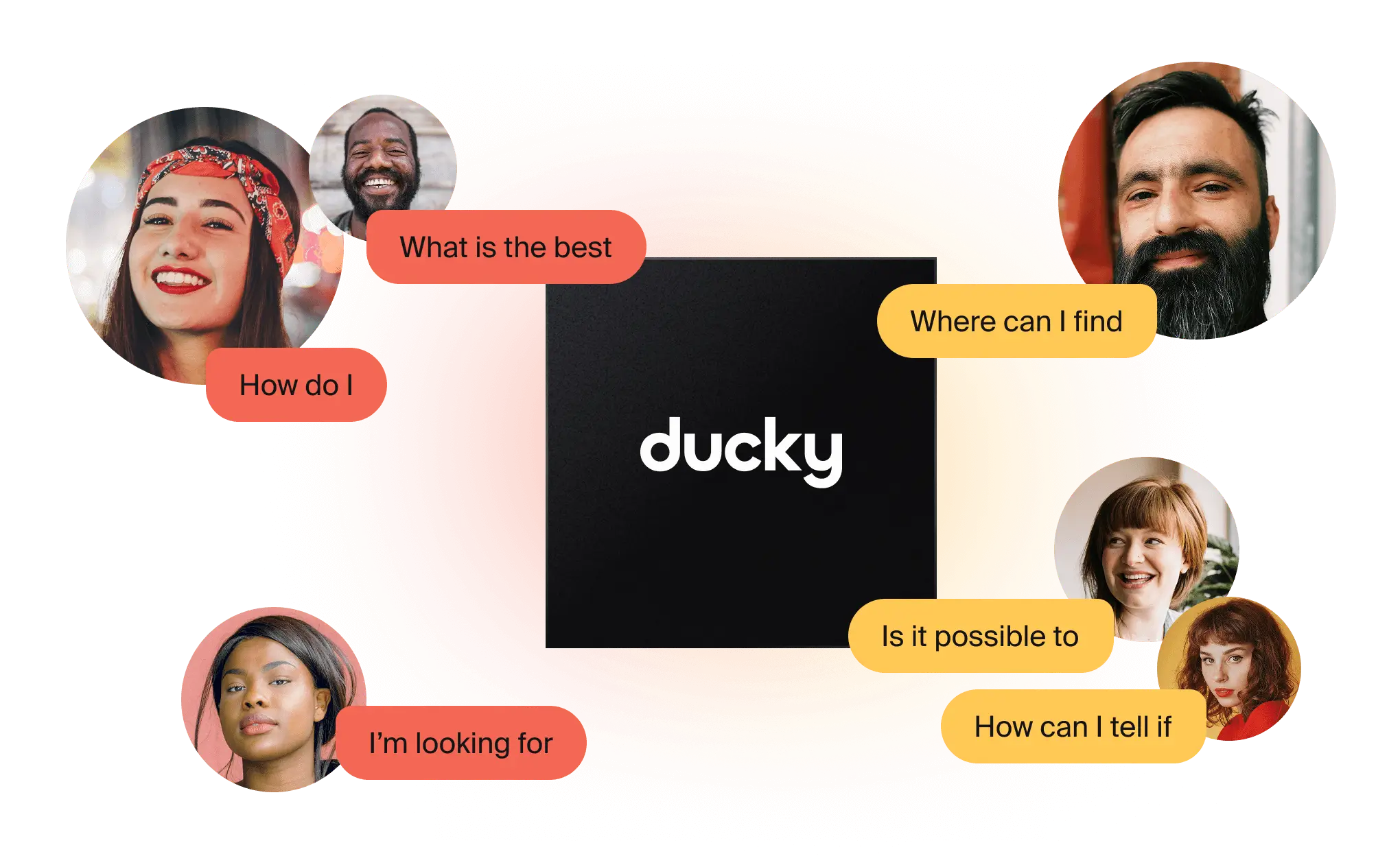 Visual representation of users searching with Ducky AI, showcasing semantic search for communities.